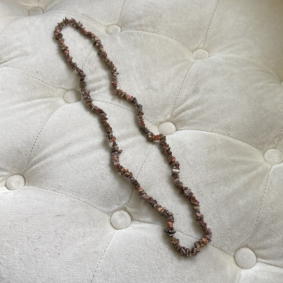 Leopard Skin Jasper Chips Neclace, Natural Stones, Brown, 80’s vintage - Picture 5 of 5